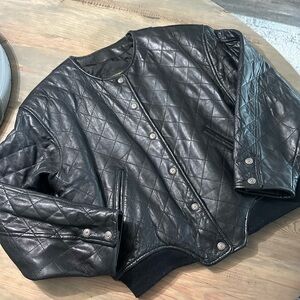 Depuis EXPRESS Black Quilted Genuine Leather Jacket